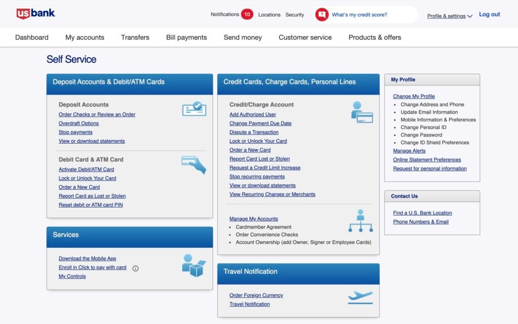 Legacy Self Service screen