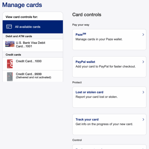 Manage cards