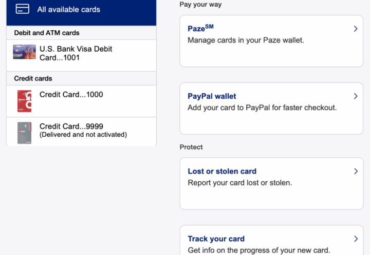 Manage cards